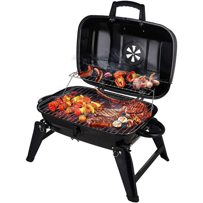 Dapota Charcoal Grill, Portable Grill BBQ And Smoker With Lid Folding